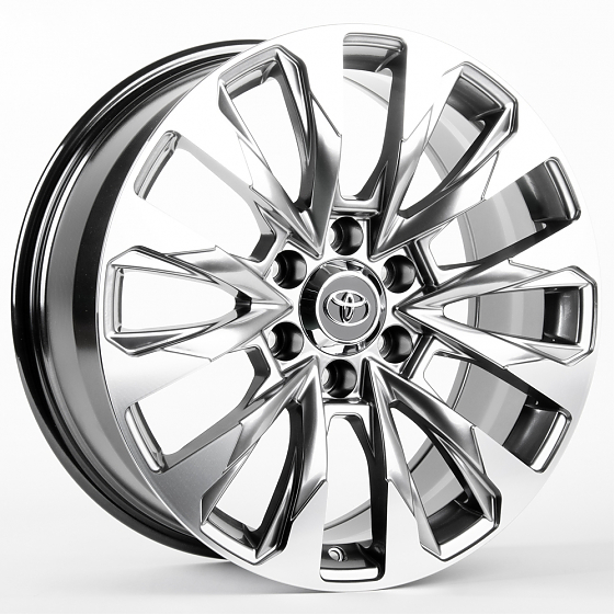 Литые диски 81101 Toyota F0592-SB417 20 J8.5 ET20 6x139.7 106.1 серебро тёмное + полированные спицы: Фото 4