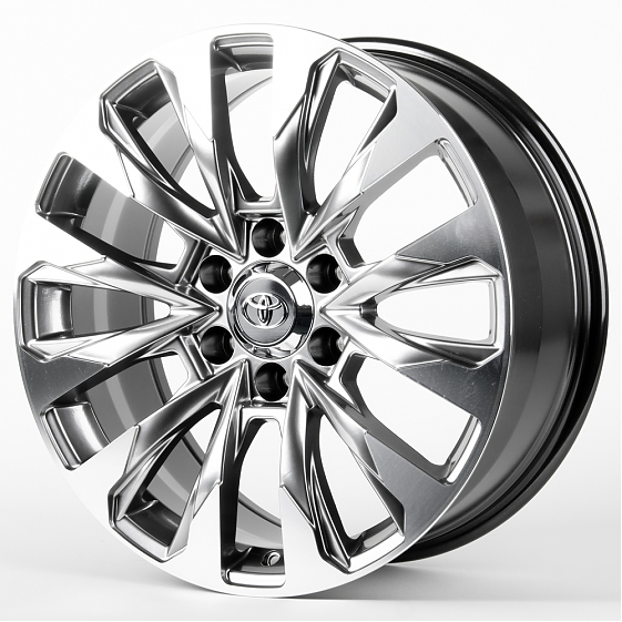 Литые диски 81101 Toyota F0592-SB417 20 J8.5 ET20 6x139.7 106.1 серебро тёмное + полированные спицы: Фото 5