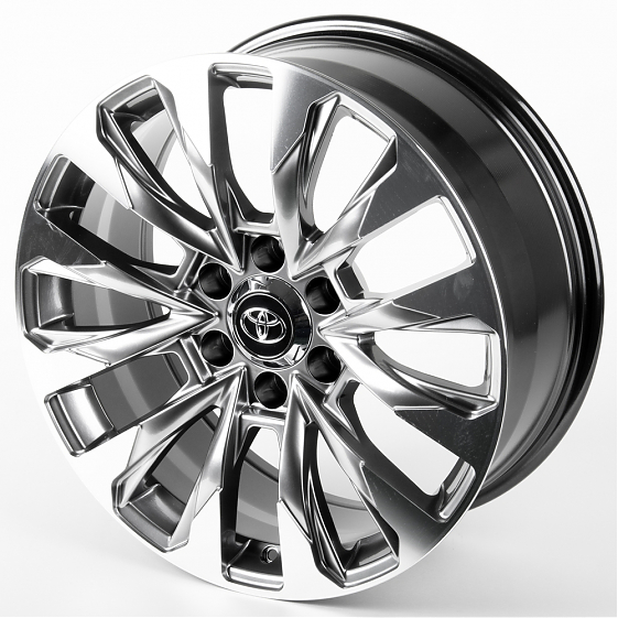 Литые диски 81101 Toyota F0592-SB417 20 J8.5 ET20 6x139.7 106.1 серебро тёмное + полированные спицы: Фото 6