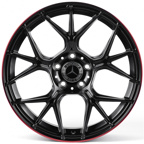 Литые диски 82208 Mercedes-Benz XL6003-FG595 19 J8.5 ET36 5x112 66.56 чёрный матовый + красный обод: Фото 1