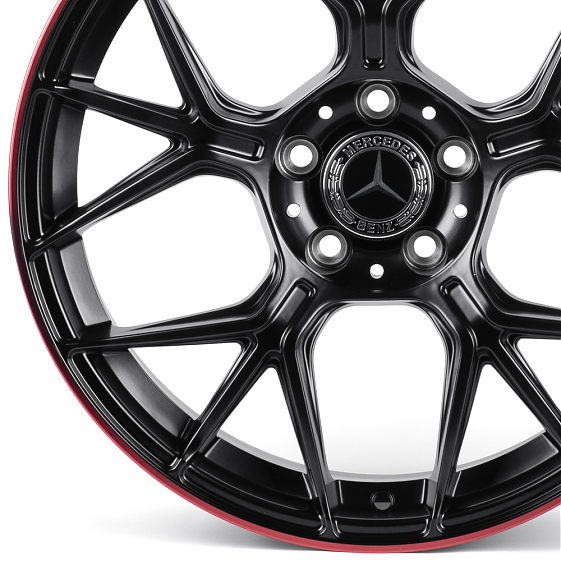 Литые диски 82208 Mercedes-Benz XL6003-FG595 19 J8.5 ET36 5x112 66.56 чёрный матовый + красный обод: Фото 2