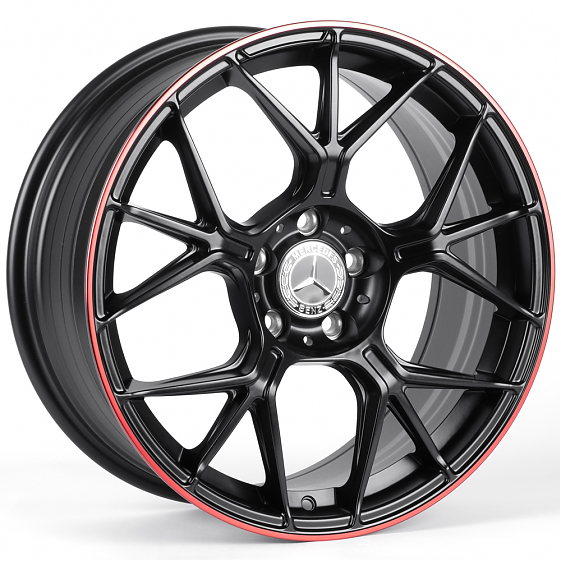 Литые диски 82208 Mercedes-Benz XL6003-FG595 19 J8.5 ET36 5x112 66.56 чёрный матовый + красный обод: Фото 4