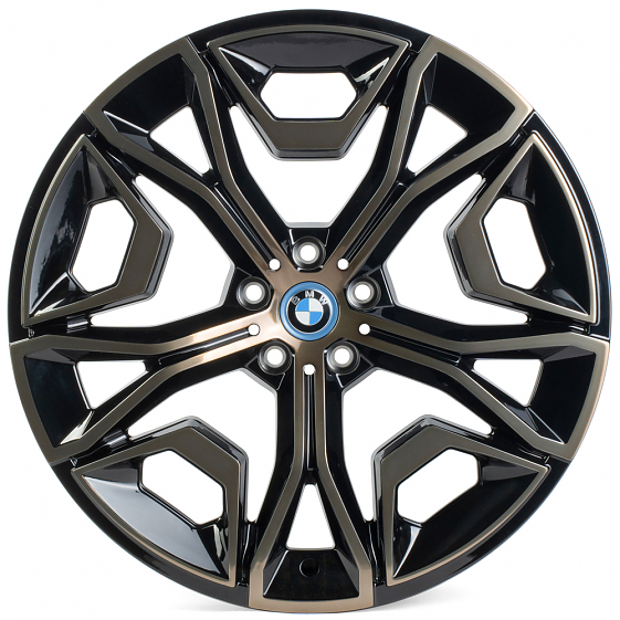 Кованые диски H230724X SL087 21 J9.5 ET37 5x112 66.6 чёрный + полированные спицы под тёмным лаком: Фото 1