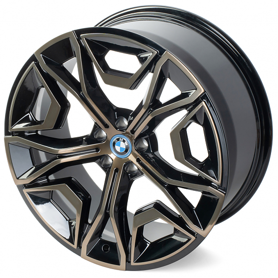 Кованые диски H230724X SL087 21 J9.5 ET37 5x112 66.6 чёрный + полированные спицы под тёмным лаком: Фото 2