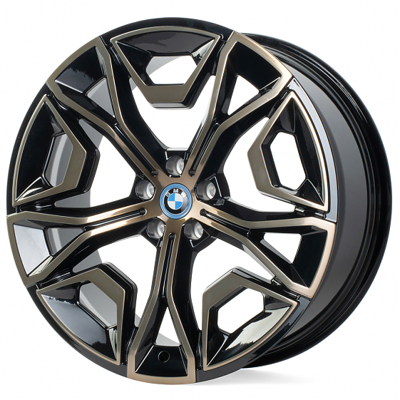 Кованые диски H230724X SL087 21 J9.5 ET37 5x112 66.6 чёрный + полированные спицы под тёмным лаком: Фото 3
