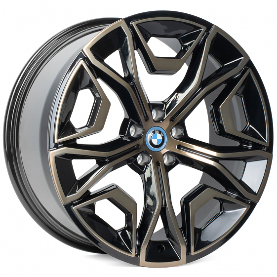 Кованые диски H230724X SL087 21 J9.5 ET37 5x112 66.6 чёрный + полированные спицы под тёмным лаком: Фото 4