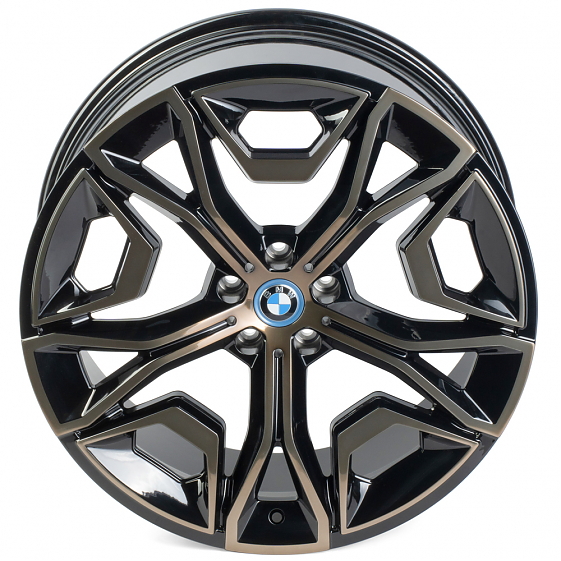 Кованые диски H230724X SL087 21 J9.5 ET37 5x112 66.6 чёрный + полированные спицы под тёмным лаком: Фото 6