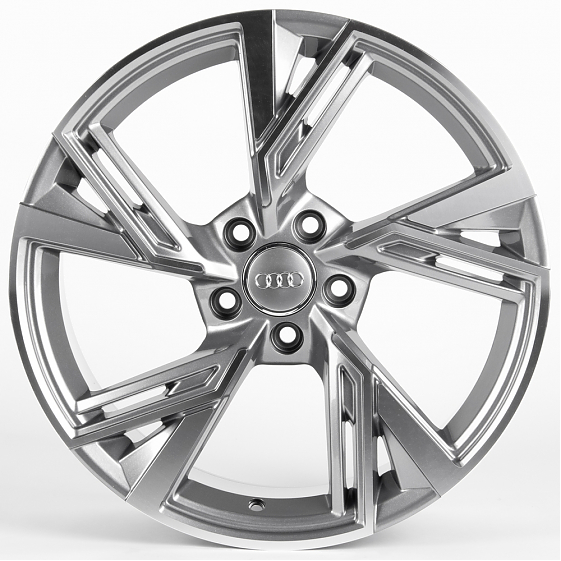 Литые диски 81513 5057X-SL051 18 J8 ET35 5x112 66.5 графит матовый + полированные спицы: Фото 1