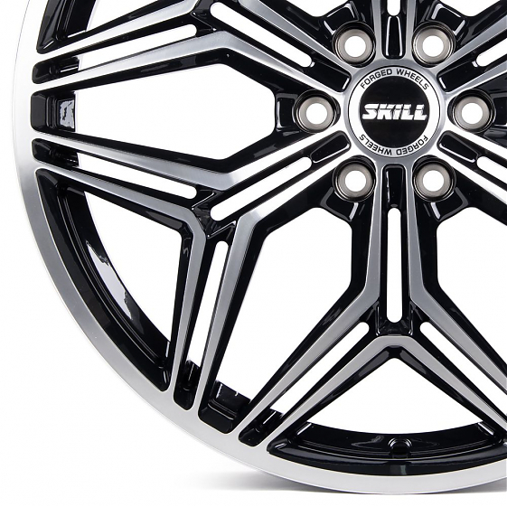 Кованые диски 231029D SKILL SV297-CT377 20 J8 ET46 6x114.3 67.1 чёрный глянцевый + полированные спиц: Фото 2