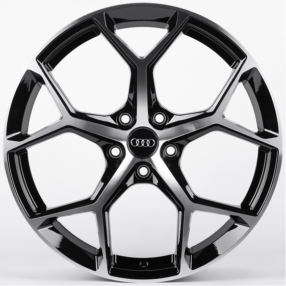 Литые диски 82187 Audi F9727-CT508 19 J8.5 ET32 5x112 66.45 чёрный глянцевый + полированные спицы: Фото 1