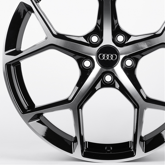 Литые диски 82187 Audi F9727-CT508 19 J8.5 ET32 5x112 66.45 чёрный глянцевый + полированные спицы: Фото 2