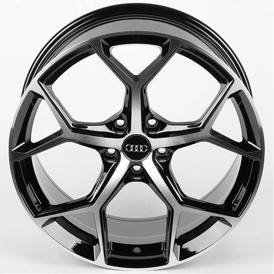 Литые диски 82187 Audi F9727-CT508 19 J8.5 ET32 5x112 66.45 чёрный глянцевый + полированные спицы: Фото 3