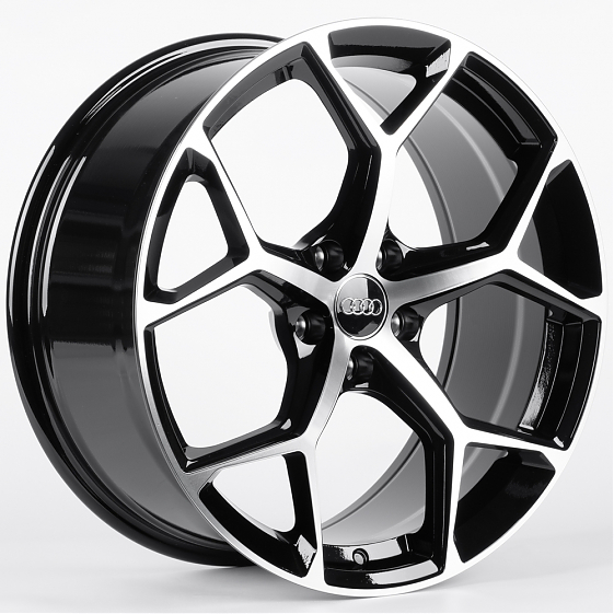 Литые диски 82187 Audi F9727-CT508 19 J8.5 ET32 5x112 66.45 чёрный глянцевый + полированные спицы: Фото 4