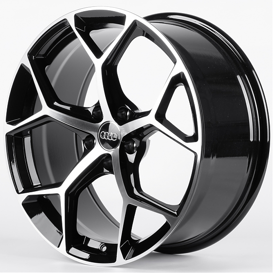Литые диски 82187 Audi F9727-CT508 19 J8.5 ET32 5x112 66.45 чёрный глянцевый + полированные спицы: Фото 5