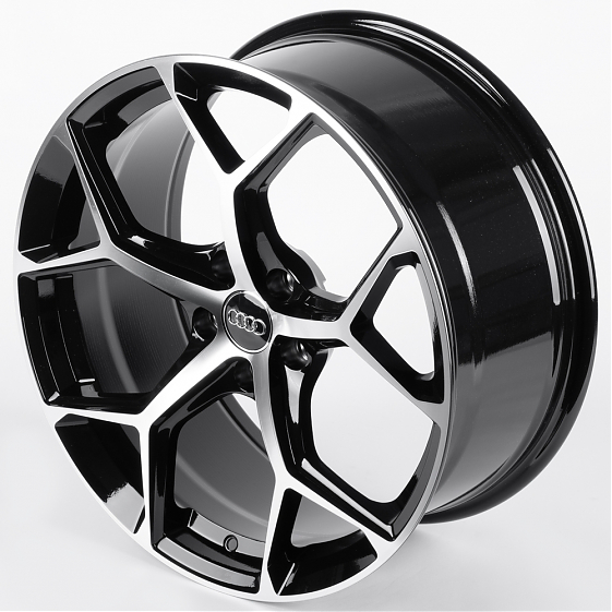 Литые диски 82187 Audi F9727-CT508 19 J8.5 ET32 5x112 66.45 чёрный глянцевый + полированные спицы: Фото 6