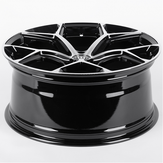 Литые диски 82187 Audi F9727-CT508 19 J8.5 ET32 5x112 66.45 чёрный глянцевый + полированные спицы: Фото 7