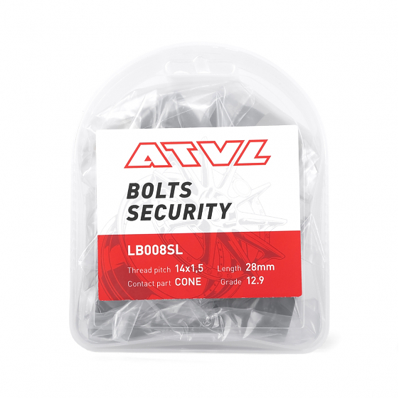 Комплект секретных болтов 60038 ATVL LB008SL конус 14x1,5 28mm чёрный матовый 17/19: Фото 3