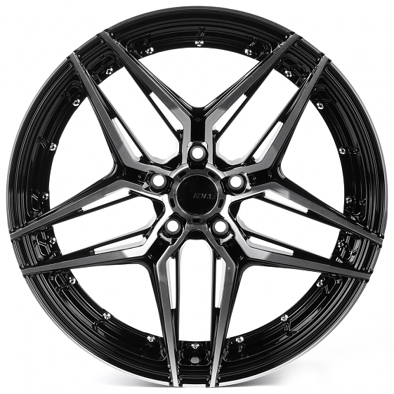 Литые диски 81795 ADV1 FC6001-SF085 19 J8.5 ET35 5x108 73.1 чёрный глянцевый + полированные спицы: Фото 1