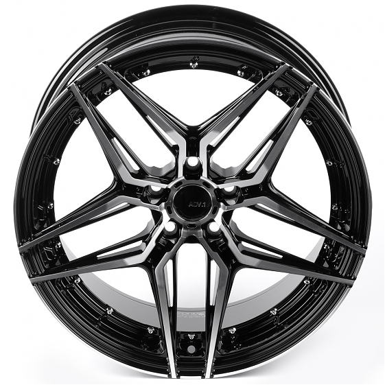 Литые диски 81795 ADV1 FC6001-SF085 19 J8.5 ET35 5x108 73.1 чёрный глянцевый + полированные спицы: Фото 3