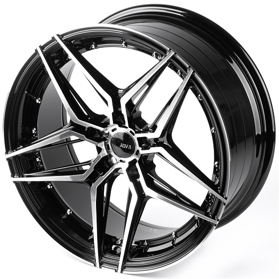 Литые диски 81795 ADV1 FC6001-SF085 19 J8.5 ET35 5x108 73.1 чёрный глянцевый + полированные спицы: Фото 6