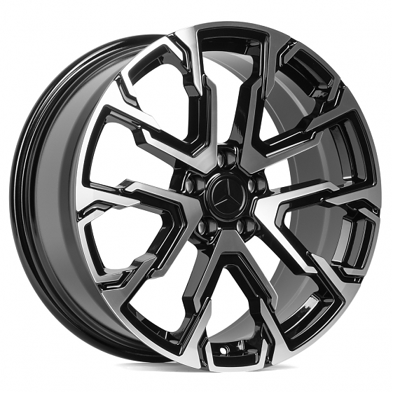 Кованые диски 231027K SL379-DS204 19 J8.5 ET48 5x112 66.6 чёрный глянцевый + полированные спицы: Фото 2