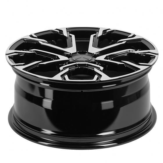 Кованые диски 231027K SL379-DS204 19 J8.5 ET48 5x112 66.6 чёрный глянцевый + полированные спицы: Фото 3