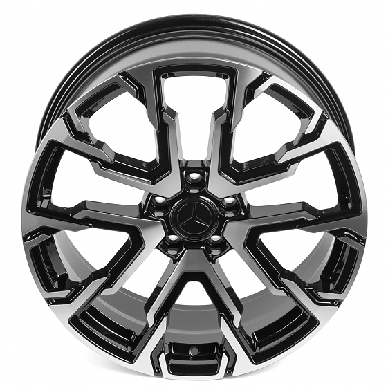 Кованые диски 231027K SL379-DS204 19 J8.5 ET48 5x112 66.6 чёрный глянцевый + полированные спицы: Фото 4