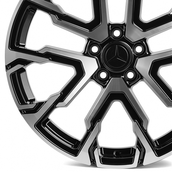 Кованые диски 231027K SL379-DS204 19 J8.5 ET48 5x112 66.6 чёрный глянцевый + полированные спицы: Фото 5