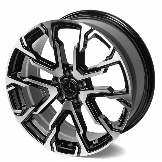 Кованые диски 231027K SL379-DS204 19 J8.5 ET48 5x112 66.6 чёрный глянцевый + полированные спицы: Фото 6