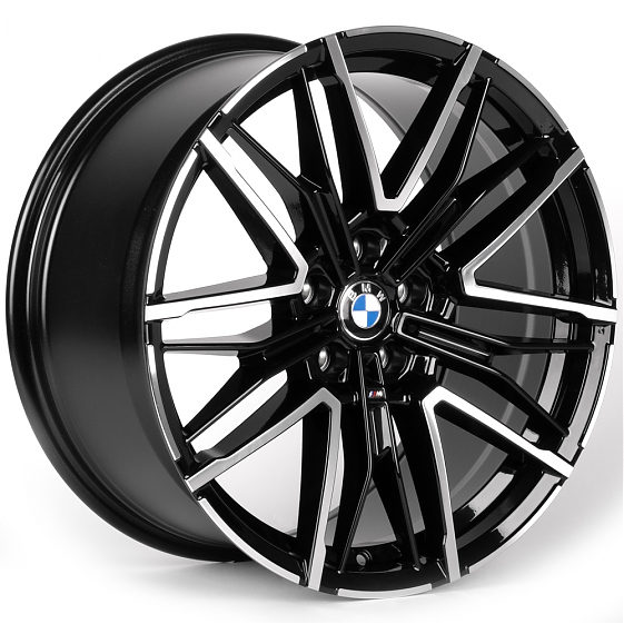 Литые диски 81894 BMW IVF-3293-DS362 20 J9.5 ET40 5x112 66.5 чёрный глянцевый + полированные спицы: Фото 4
