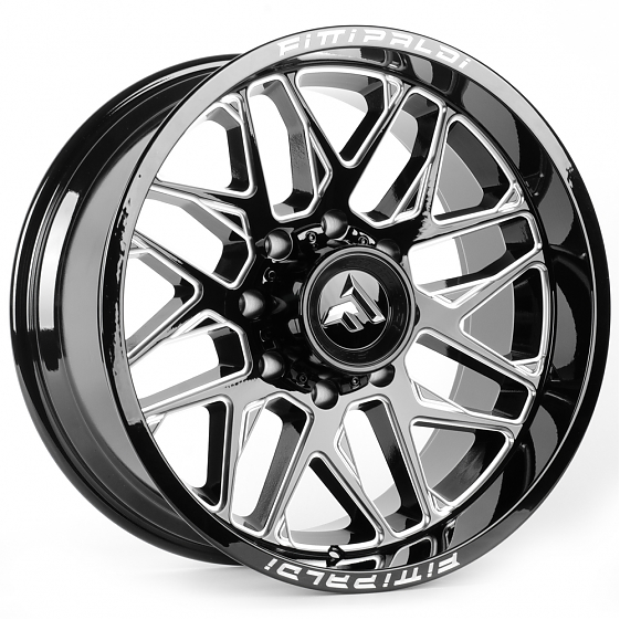 Литые диски 81619 Fittipaldi FA19BM 20 J10 ET-19 8x170 125,2 чёрный глянцевый + полированные спицы: Фото 4