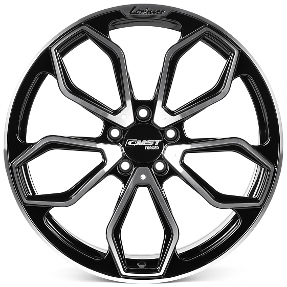 Кованые диски 0923-12 PTRACING DS863-SV435 19 J8.5 ET40 5x112 66.56 чёрный + полированные спицы: Фото 1