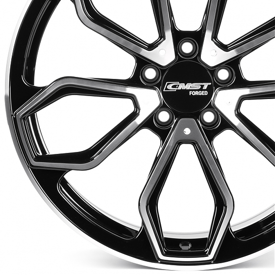 Кованые диски 0923-12 PTRACING DS863-SV435 19 J8.5 ET40 5x112 66.56 чёрный + полированные спицы: Фото 2