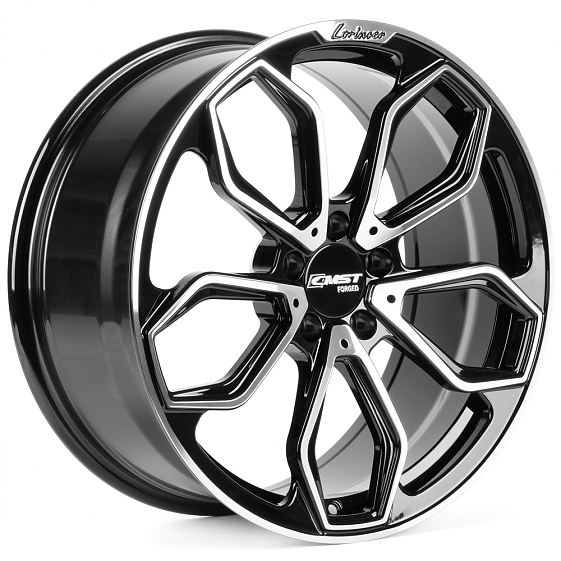 Кованые диски 0923-12 PTRACING DS863-SV435 19 J8.5 ET40 5x112 66.56 чёрный + полированные спицы: Фото 4