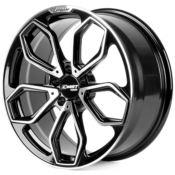 Кованые диски 0923-12 PTRACING DS863-SV435 19 J8.5 ET40 5x112 66.56 чёрный + полированные спицы: Фото 5