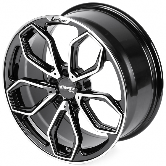 Кованые диски 0923-12 PTRACING DS863-SV435 19 J8.5 ET40 5x112 66.56 чёрный + полированные спицы: Фото 6