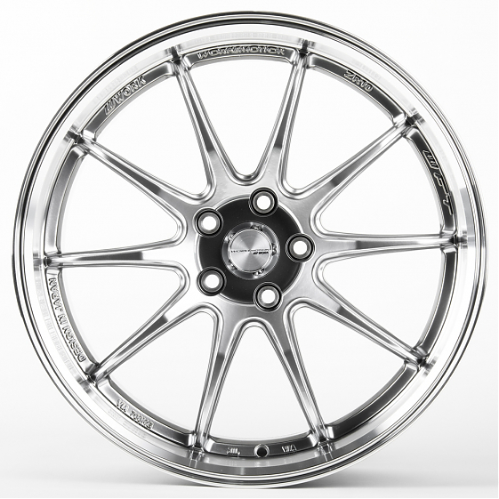 Литые диски 81146 Work LK021-CS255 19 J8.5 ET35 5x112 66.6 серебро тёмное + полированный обод: Фото 1