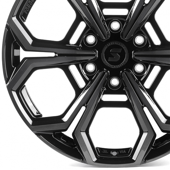 Кованые диски H241229E SKILL SV111-SB563 20 J9 ET50 6x139.7 95.1 чёрный глянцевый + полированные спи: Фото 2
