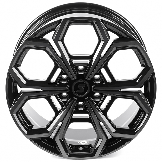 Кованые диски H241229E SKILL SV111-SB563 20 J9 ET50 6x139.7 95.1 чёрный глянцевый + полированные спи: Фото 3