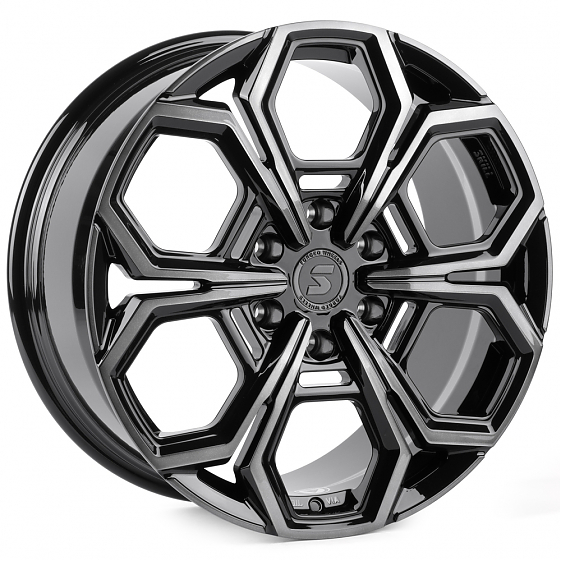 Кованые диски H241229E SKILL SV111-SB563 20 J9 ET50 6x139.7 95.1 чёрный глянцевый + полированные спи: Фото 4