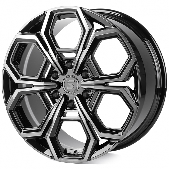 Кованые диски H241229E SKILL SV111-SB563 20 J9 ET50 6x139.7 95.1 чёрный глянцевый + полированные спи: Фото 5