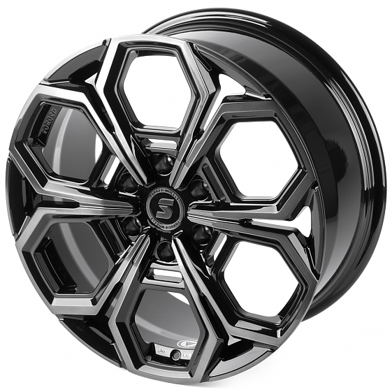 Кованые диски H241229E SKILL SV111-SB563 20 J9 ET50 6x139.7 95.1 чёрный глянцевый + полированные спи: Фото 6