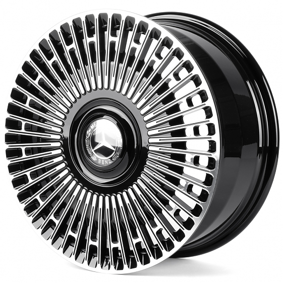 Кованые диски H260609W SKILL SL463-SL189 18 J8 ET52 5x112 66.6 чёрный глянцевый + полированные спицы: Фото 5