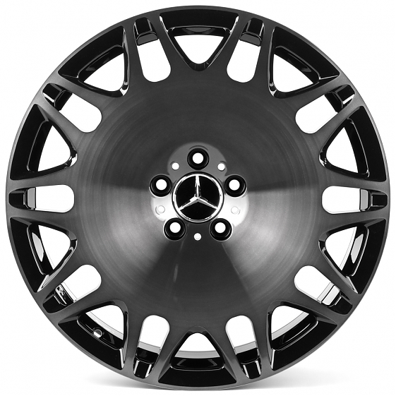 Кованые диски H260701i SKILL SL076-CS412 20 J9 ET34 5x112 66.6 чёрный глянцевый + полированные спицы: Фото 1