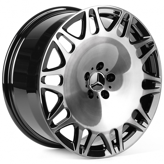 Кованые диски H260701i SKILL SL076-CS412 20 J9 ET34 5x112 66.6 чёрный глянцевый + полированные спицы: Фото 4