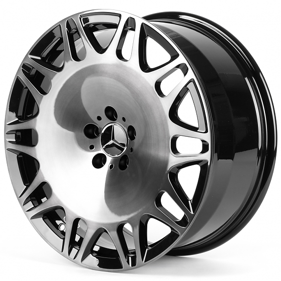 Кованые диски H260701i SKILL SL076-CS412 20 J9 ET34 5x112 66.6 чёрный глянцевый + полированные спицы: Фото 5