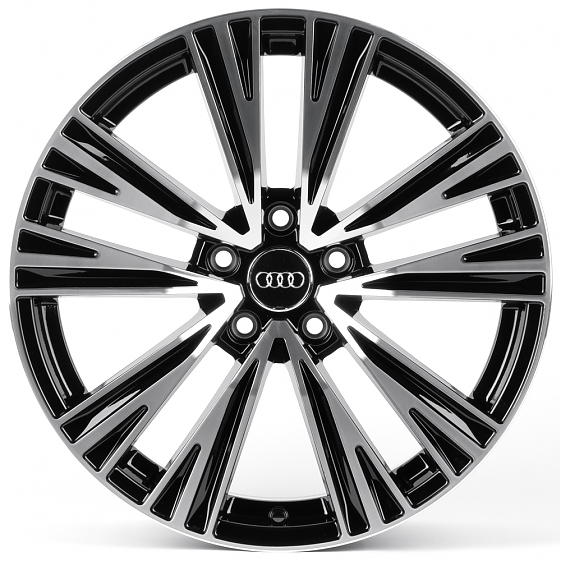Литые диски 82365 Audi IVF993 18 J8 ET35 5x112 66.45 чёрный глянцевый + полированные спицы: Фото 1