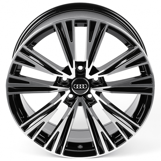 Литые диски 82365 Audi IVF993 18 J8 ET35 5x112 66.45 чёрный глянцевый + полированные спицы: Фото 3