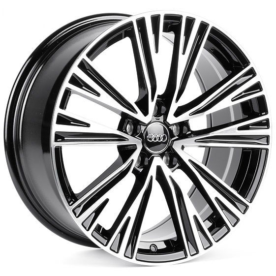 Литые диски 82365 Audi IVF993 18 J8 ET35 5x112 66.45 чёрный глянцевый + полированные спицы: Фото 4