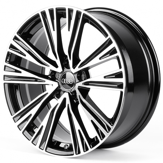 Литые диски 82365 Audi IVF993 18 J8 ET35 5x112 66.45 чёрный глянцевый + полированные спицы: Фото 5